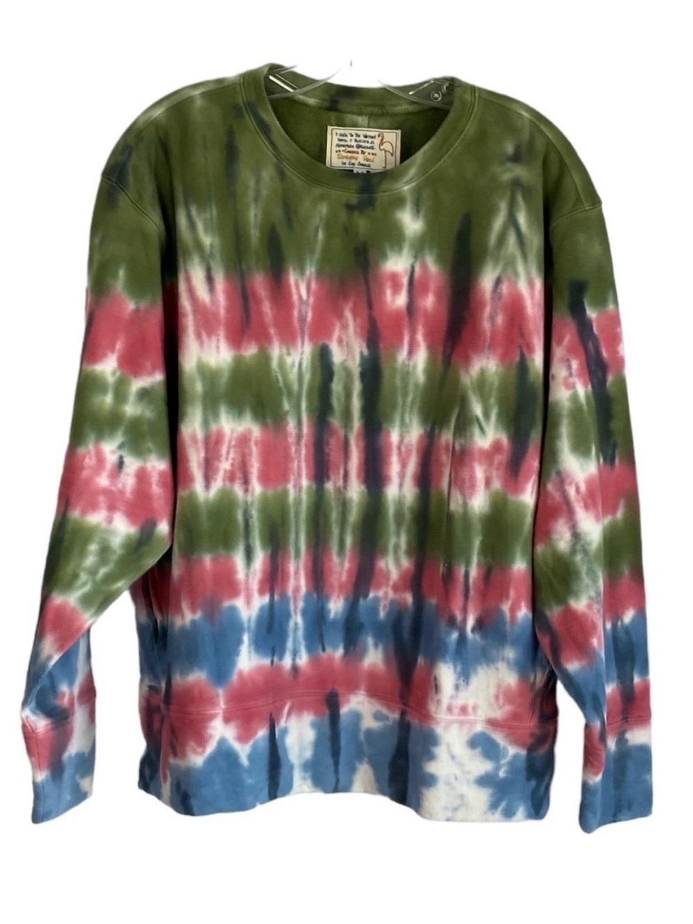 Tie-Dye Crewneck Sweatshirt in Green, Pink & Blue
